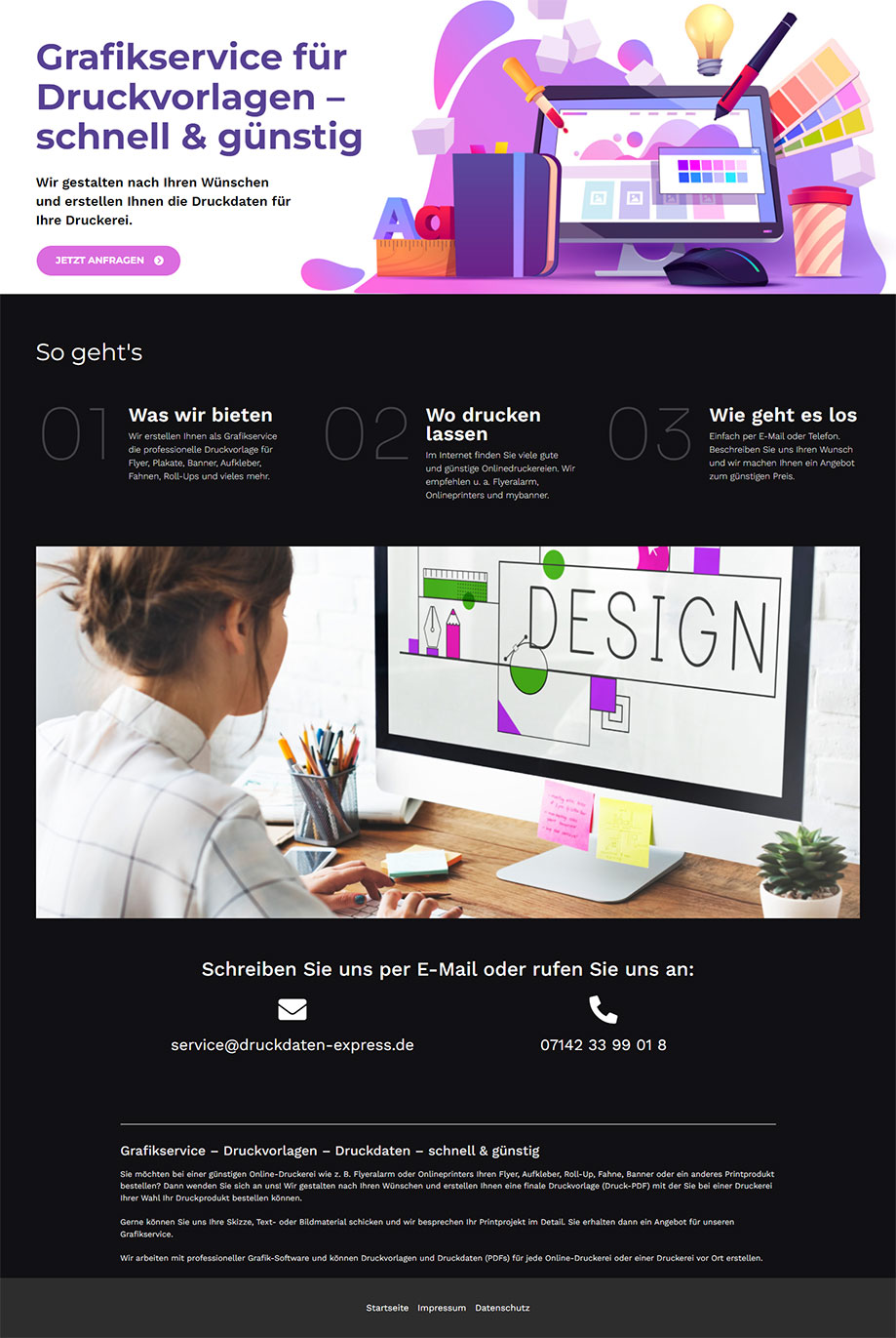 Webdesign Beispiel Onepage
